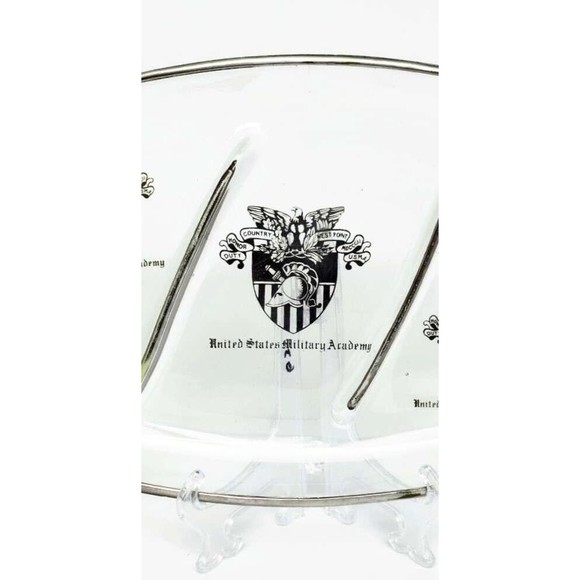 Vintage West Point USMA Divided Glass Relish Dish Souvenir Silver Trim Overlay - Picture 3 of 6